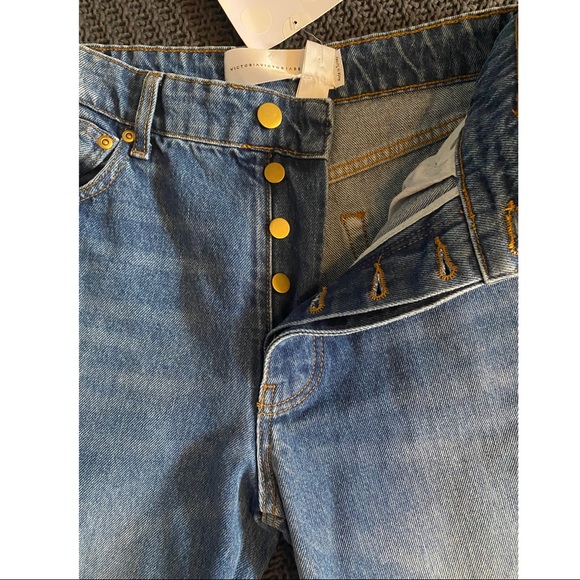 NVT Victoria Beckham Grosgrain Stripe Blue Jeans - Picture 6 of 8